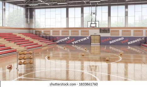 High School Basketball Gym . 3d Illustration 