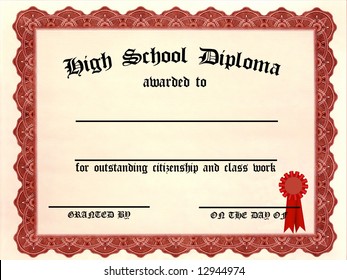 High School Diploma With Blank Lines