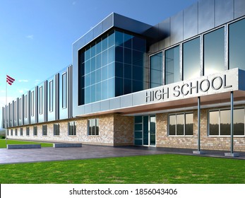 High school entrance facade. 3d illustration