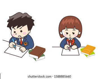 High School Student Studying Seriously Stock Illustration 1588885660 ...