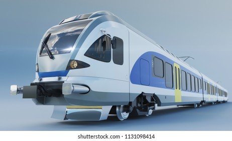 High Speed Aerodynamic Train. 3d Rendering