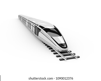 High Speed Commuter Train, 3d Illustration Isolated White