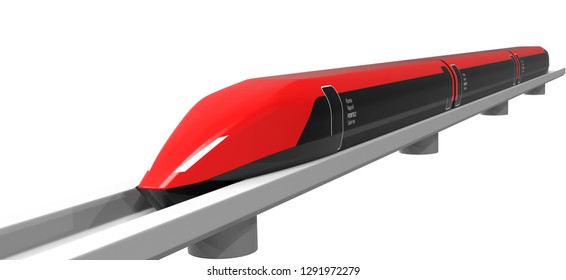 High speed train concept. Isolated on white - Illustration. 3D