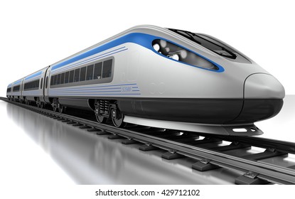 High Speed Train. Isolated On White. 3d Illustration