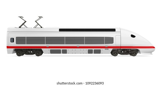 High Speed Train Isolated (side View). 3D Rendering