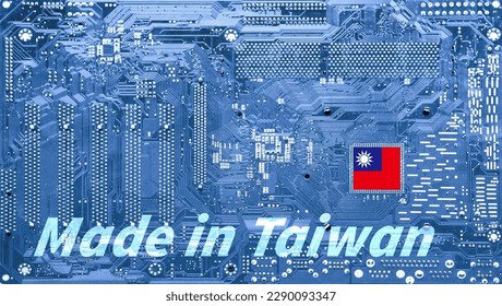 High tech. Made in Taiwan.  3d illustration