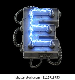 High Voltage Lightning Font. 3d Rendering