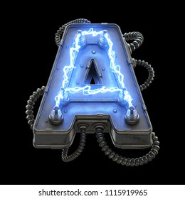 High Voltage Lightning Font. 3d Rendering