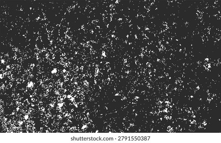 High-contrast abstract texture with irregular white specks and patches on black background, resembling noise, static, or worn paint surface