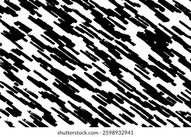 A high-contrast black and white abstract pattern featuring dynamic diagonal brush strokes. The irregular and textured brush marks create a bold, modern, and artistic look, making it perfect for backgr