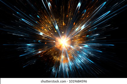 High-energy Particles Explosion. 3D Illustration