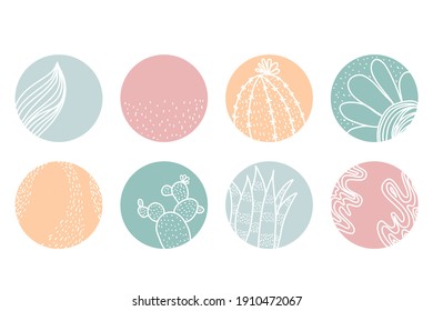 Highlight Cover Set, Abstract Floral Botanical Icons For Social Media. 