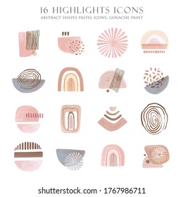 Highlight Icons. Abstract simple shapes covers. Boho social media. Modern minimalist graphic design. Terracotta color.
