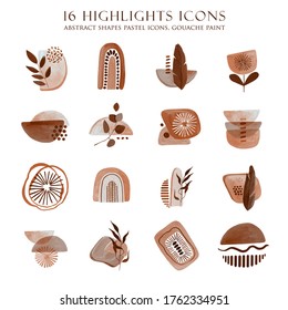 Highlight Icons. Instagram Story Icons. Abstract simple shapes covers. Boho social media. Modern minimalist graphic design. Terracotta color.