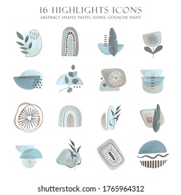 Highlight Icons. Instagram Story Icons. Abstract Simple Shapes Covers. Boho Social Media. Modern Minimalist Graphic Design. Dusty Blue Color.