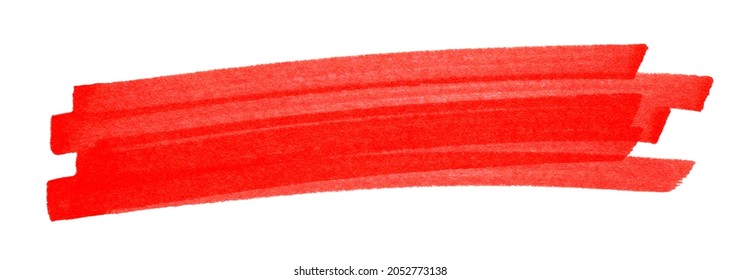 Highlight Pen Brush Red For Marker, Highlighter Brush Marking For Headline, Scribble Mark Stroke Of Highlighted Pen