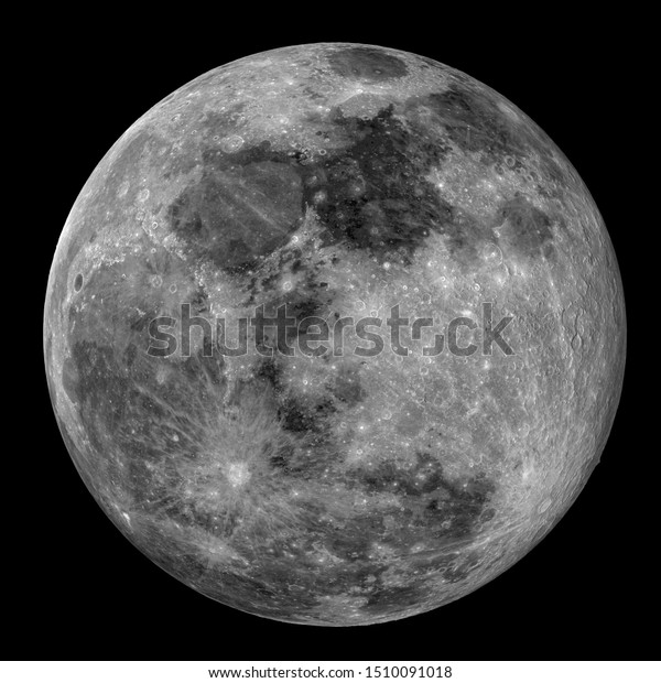 A highly detailed 3d illustration of a full moon\
isolated on a black background. Some elements of this image\
provided by NASA.