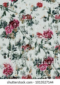Highly detailed abstract, grunge, vintage  grey background. For art texture, design, paper or border frame, modern floral red, burgundy rose  pattern for carpet, rug,  scarf, clipboard , shawl pattern