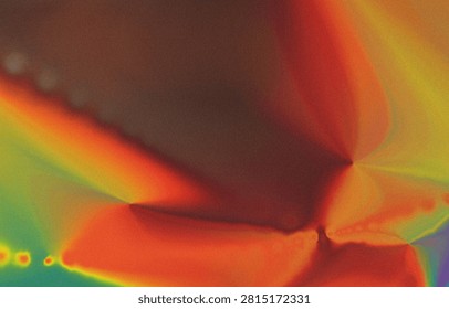 A highly detailed abstract visualization of a vibrant thermal gradient with dynamic color transitions and soft edges. The image captures the intricate patterns of heat distribution in a scientific context, featuring a rich blend of warm oranges, reds, yellows, and cool greens that form a mesmerizing chromatic effect. The composition includes subtle gradients and gentle curves, suggesting an optical flow or energy wave movement across a luminous interface. This is a high-resolution digital art piece designed for data analytics and scientific illustration purposes, showcasing the vivid colors and complex patterns of a thermal simulation.