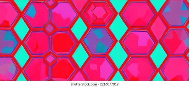 Highly Detailed Background Texture 3D Illustration With Green Color Cylinder Shapes And Yellow Color Crescent Shapes Hunter Green Color Diamond Shapes