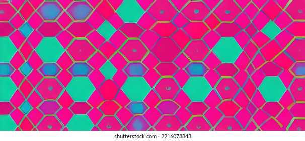 Highly Detailed Background Texture 3D Illustration With Green Color Cylinder Shapes And Yellow Color Crescent Shapes Hunter Green Color Diamond Shapes