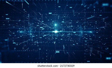 Highly Detailed Digitally Generated Background Animation, Perfectly Usable For A Wide Range Of Topics Related To Network Security, Block Chain, Big Data, Internet Of Things. 3D Illustration