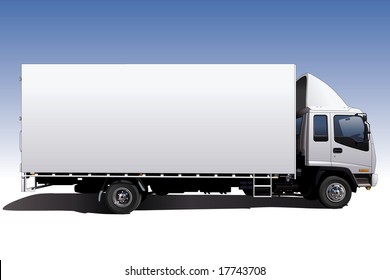 Una ilustración muy detallada de un camión de lona largo recorrido. Perfecto para aplicar gráficos de empresa a.