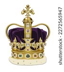 A highly detailed illustration of St Edwards Crown, which is used specifically for the Coronation of a King or Queen of England.