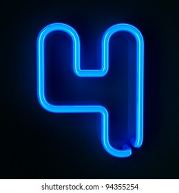 Highly detailed neon sign with the number four