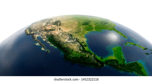 Highly Detailed Planet Earth Exaggerated Relief Stock Illustration