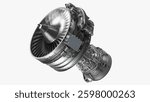 Highly detailed rendering showcasing an intricate jet engine with visible turbine components and mechanical structures ideal for aviation projects.