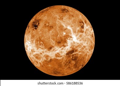 Highly Detailed Venus Planet On Black. Elements Of This Image Furnished By NASA