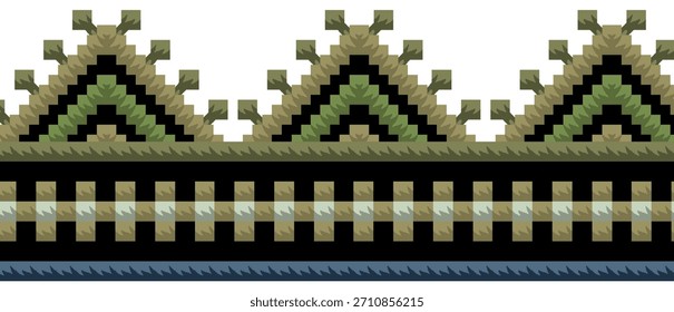 
A highly detailed,vertically oriented illustration showcasing several distinct, contiguous border patterns