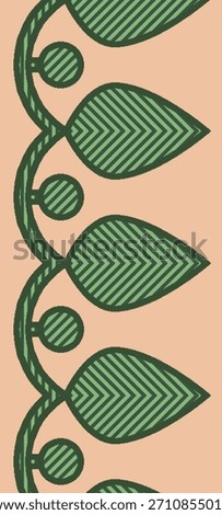 
A highly detailed,vertically oriented illustration showcasing several distinct, contiguous border patterns
