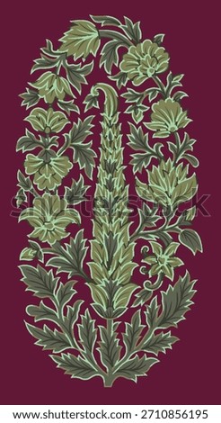 
A highly detailed,vertically oriented illustration showcasing several distinct, contiguous border patterns