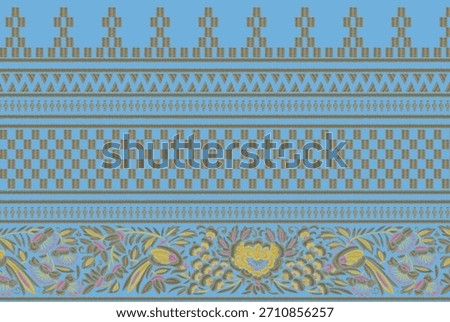 
A highly detailed,vertically oriented illustration showcasing several distinct, contiguous border patterns