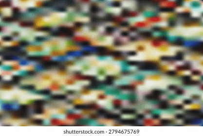 A highly intricate abstract pattern composed of countless small, densely packed and subtly blurred colorful pixels, forming a textured mosaic with a unique artistic charm and muted vibrancy.