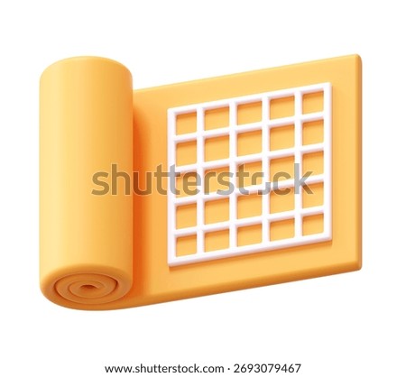 High-quality 3D render of a project blueprint or plan. Features a grid layout, symbolizing architecture, planning, and design. Ideal for web UI and apps. Isolated.