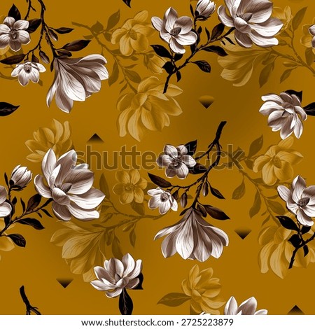 A high-quality digital textile pattern design featuring elegant watercolor roses and floral motifs enriched with soft floral textures. The artwork presents an abstract yet solid flower arrangement in a carefully balanced all-over layout, designed for seamless repetition.
