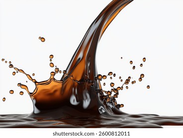 High-Quality PNG Liquid coffee pouring and splash close up. On white background. – High Resolution