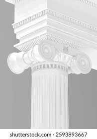 A high-quality render of an Ionic column showcasing intricate details of its capital and entablature. This image captures the elegance and sophistication of classical architecture, emphasizing the orn