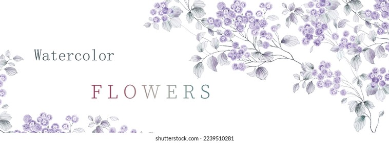 high-quality set of various watercolor flowers  - Powered by Shutterstock