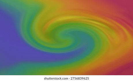 A high-resolution abstract image showcasing a fluid, swirling motion effect with a soft, blurred gradient transition between various colors including purple, blue, green, yellow, orange, and red, creating a hypnotic and smooth visual texture suitable for artistic backdrops.