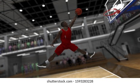 Highschool Basketball Game And Great Dunk Opportunity 3d Render