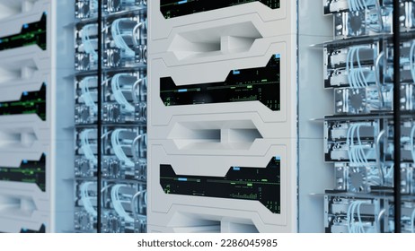 High-tech bright data center with computers and lights.	 - Powered by Shutterstock