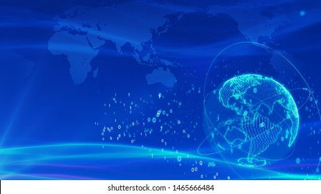 High-tech digital earth background.Background global technology.Earth on Digital Network background