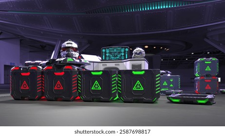 A high-tech storage crate ensuring helmets remain protected.