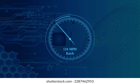 High-technology speedometer and moving pointer, racing speed counter illustration background. - Powered by Shutterstock