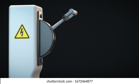 High-voltage Circuit Breaker On A Dark Background. With Copyspace. 3d Rendering