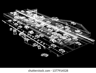 Highway 3D Rendering